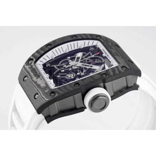 Richard Mille - RM055 NTPT/RU White Rehaut on White Rubber Strap ZF RMUL2 Super Clone(New Rubber Strap)