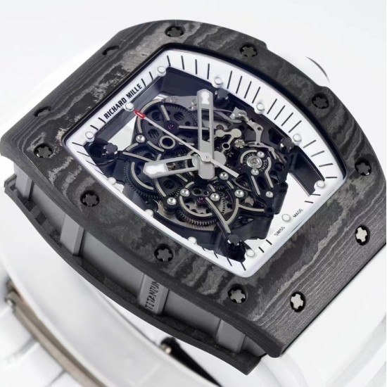 Richard Mille - RM055 NTPT/RU White Rehaut on White Rubber Strap ZF RMUL2 Super Clone(New Rubber Strap)