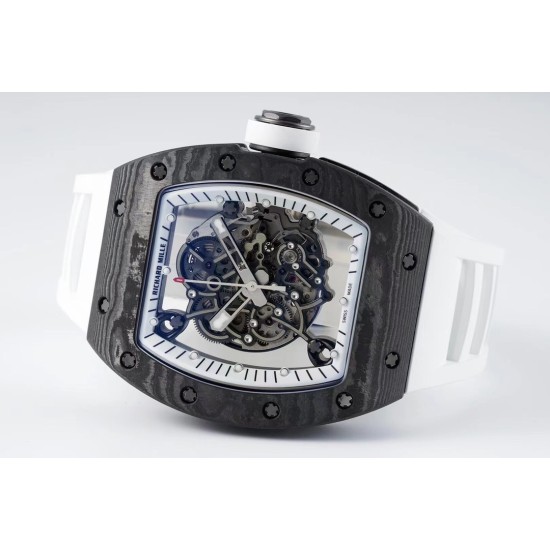 Richard Mille - RM055 NTPT/RU White Rehaut on White Rubber Strap ZF RMUL2 Super Clone(New Rubber Strap)