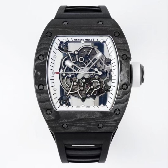 Richard Mille - RM055 NTPT/RU White Rehaut on Black Rubber Strap ZF RMUL2 Super Clone(New Rubber Strap)