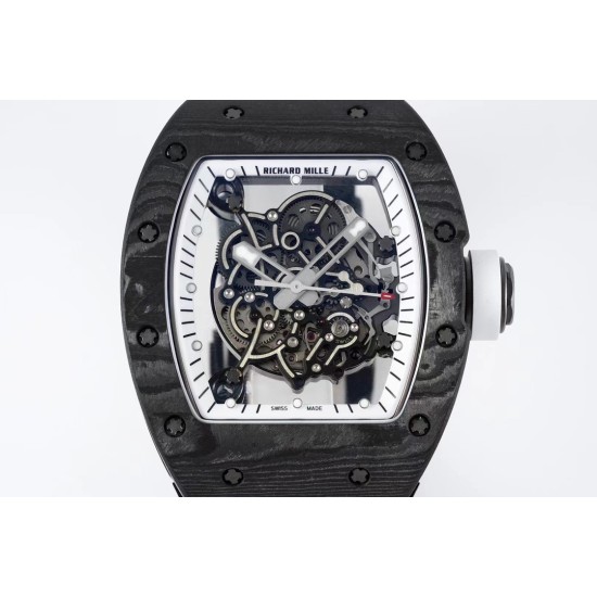 Richard Mille - RM055 NTPT/RU White Rehaut on Black Rubber Strap ZF RMUL2 Super Clone(New Rubber Strap)
