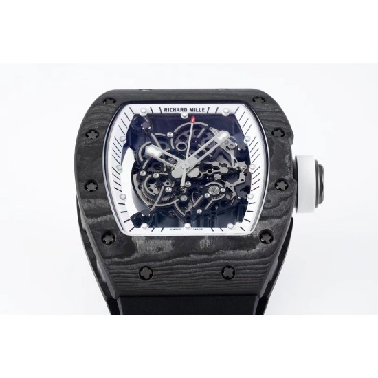 Richard Mille - RM055 NTPT/RU White Rehaut on Black Rubber Strap ZF RMUL2 Super Clone(New Rubber Strap)