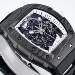 Richard Mille - RM055 NTPT/RU White Rehaut on Black Rubber Strap ZF RMUL2 Super Clone(New Rubber Strap)