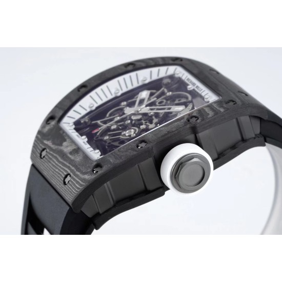 Richard Mille - RM055 NTPT/RU White Rehaut on Black Rubber Strap ZF RMUL2 Super Clone(New Rubber Strap)
