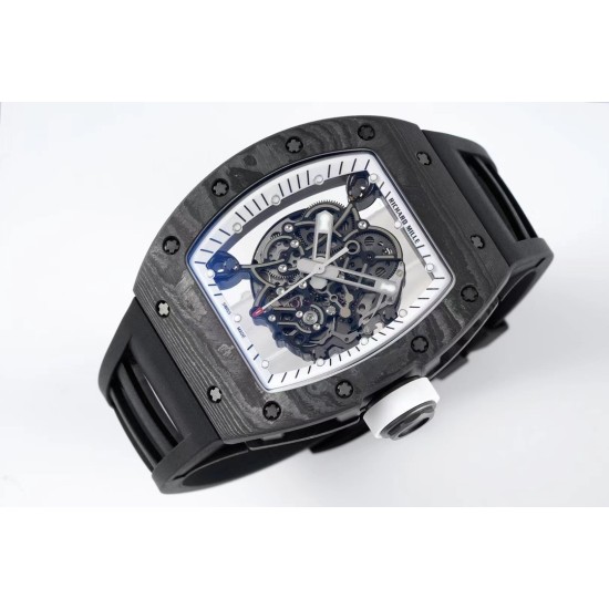 Richard Mille - RM055 NTPT/RU White Rehaut on Black Rubber Strap ZF RMUL2 Super Clone(New Rubber Strap)