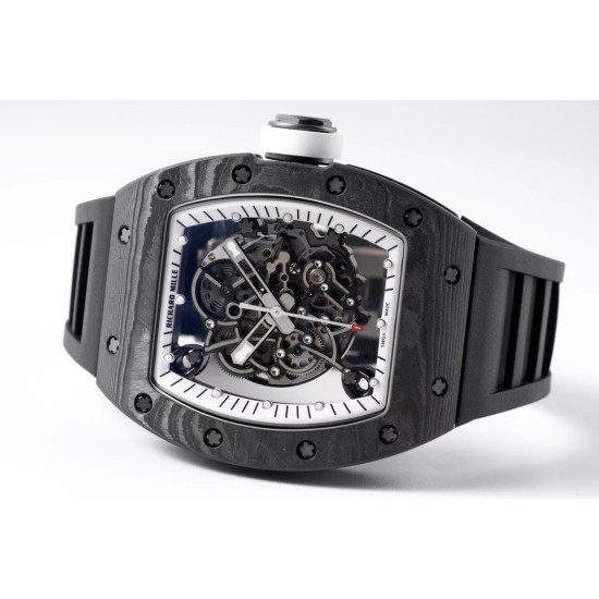Richard Mille - RM055 NTPT/RU White Rehaut on Black Rubber Strap ZF RMUL2 Super Clone(New Rubber Strap)