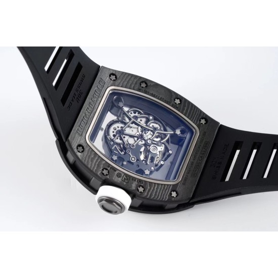 Richard Mille - RM055 NTPT/RU White Rehaut on Black Rubber Strap ZF RMUL2 Super Clone(New Rubber Strap)