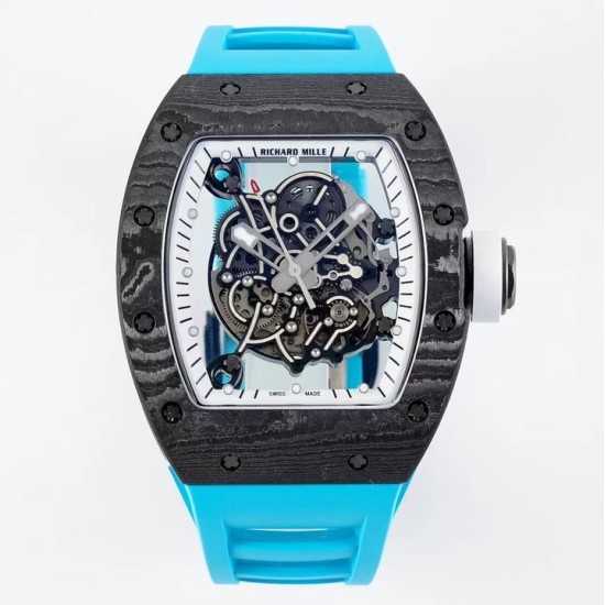 Richard Mille - RM055 NTPT/RU White Rehaut on Blue Rubber Strap ZF RMUL2 Super Clone(New Rubber Strap)