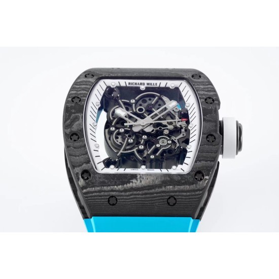 Richard Mille - RM055 NTPT/RU White Rehaut on Blue Rubber Strap ZF RMUL2 Super Clone(New Rubber Strap)