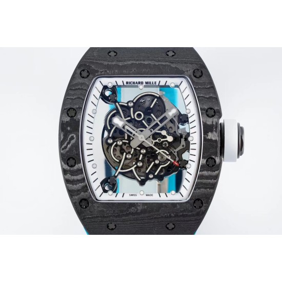 Richard Mille - RM055 NTPT/RU White Rehaut on Blue Rubber Strap ZF RMUL2 Super Clone(New Rubber Strap)