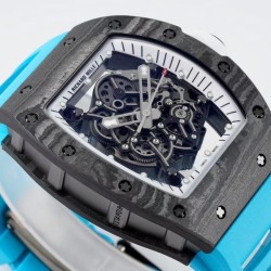 Richard Mille - RM055 NTPT/RU White Rehaut on Blue Rubber Strap ZF RMUL2 Super Clone(New Rubber Strap)