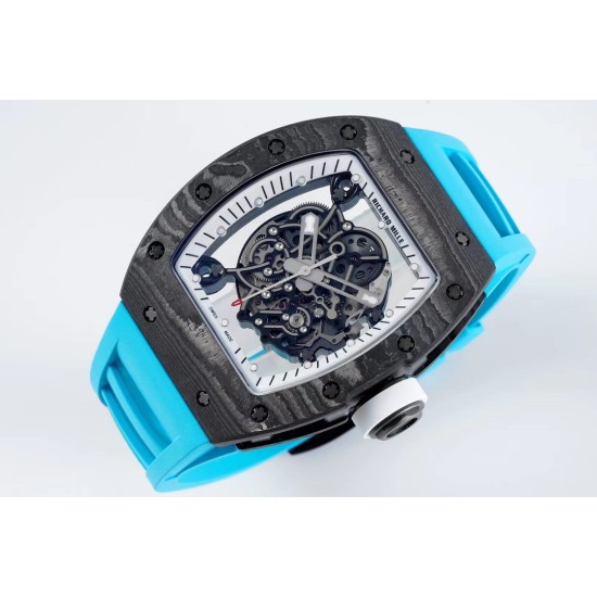 Richard Mille - RM055 NTPT/RU White Rehaut on Blue Rubber Strap ZF RMUL2 Super Clone(New Rubber Strap)