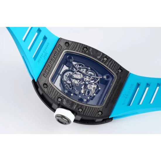 Richard Mille - RM055 NTPT/RU White Rehaut on Blue Rubber Strap ZF RMUL2 Super Clone(New Rubber Strap)