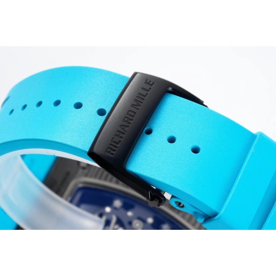 Richard Mille - RM055 NTPT/RU White Rehaut on Blue Rubber Strap ZF RMUL2 Super Clone(New Rubber Strap)