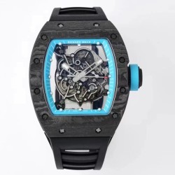 Richard Mille - RM055 NTPT/RU Blue Rehaut on Black Rubber Strap ZF RMUL2 Super Clone(New Rubber Strap)