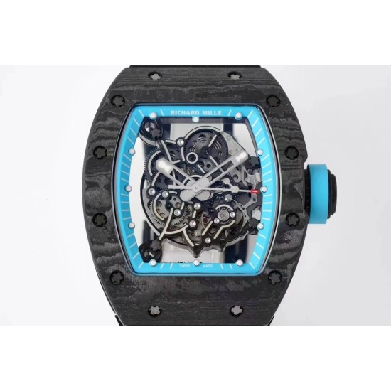 Richard Mille - RM055 NTPT/RU Blue Rehaut on Black Rubber Strap ZF RMUL2 Super Clone(New Rubber Strap)
