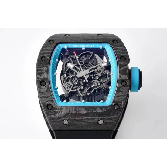 Richard Mille - RM055 NTPT/RU Blue Rehaut on Black Rubber Strap ZF RMUL2 Super Clone(New Rubber Strap)