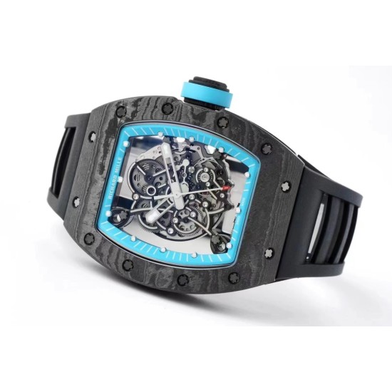 Richard Mille - RM055 NTPT/RU Blue Rehaut on Black Rubber Strap ZF RMUL2 Super Clone(New Rubber Strap)