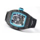 Richard Mille - RM055 NTPT/RU Blue Rehaut on Black Rubber Strap ZF RMUL2 Super Clone(New Rubber Strap)