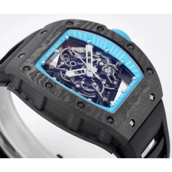 Richard Mille - RM055 NTPT/RU Blue Rehaut on Black Rubber Strap ZF RMUL2 Super Clone(New Rubber Strap)