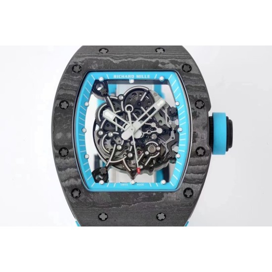 Richard Mille - RM055 NTPT/RU Blue Rehaut on Blue Rubber Strap ZF RMUL2 Super Clone(New Rubber Strap)