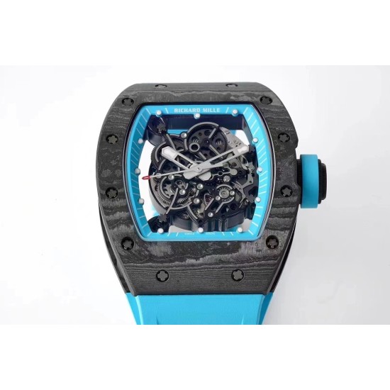 Richard Mille - RM055 NTPT/RU Blue Rehaut on Blue Rubber Strap ZF RMUL2 Super Clone(New Rubber Strap)