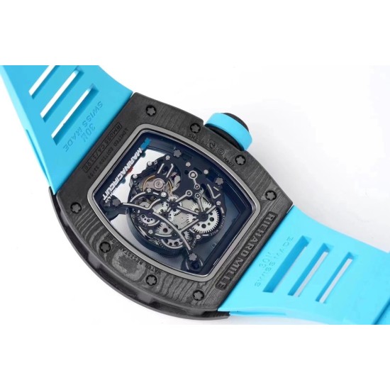 Richard Mille - RM055 NTPT/RU Blue Rehaut on Blue Rubber Strap ZF RMUL2 Super Clone(New Rubber Strap)