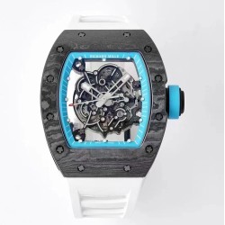 Richard Mille - RM055 NTPT/RU Blue Rehaut on White Rubber Strap ZF RMUL2 Super Clone(New Rubber Strap)