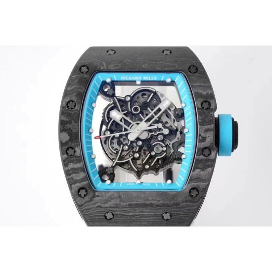 Richard Mille - RM055 NTPT/RU Blue Rehaut on White Rubber Strap ZF RMUL2 Super Clone(New Rubber Strap)