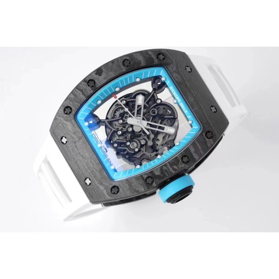 Richard Mille - RM055 NTPT/RU Blue Rehaut on White Rubber Strap ZF RMUL2 Super Clone(New Rubber Strap)