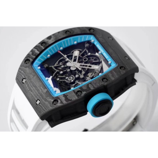 Richard Mille - RM055 NTPT/RU Blue Rehaut on White Rubber Strap ZF RMUL2 Super Clone(New Rubber Strap)