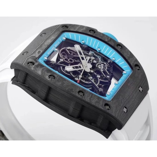 Richard Mille - RM055 NTPT/RU Blue Rehaut on White Rubber Strap ZF RMUL2 Super Clone(New Rubber Strap)