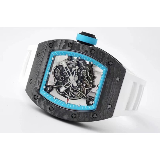 Richard Mille - RM055 NTPT/RU Blue Rehaut on White Rubber Strap ZF RMUL2 Super Clone(New Rubber Strap)