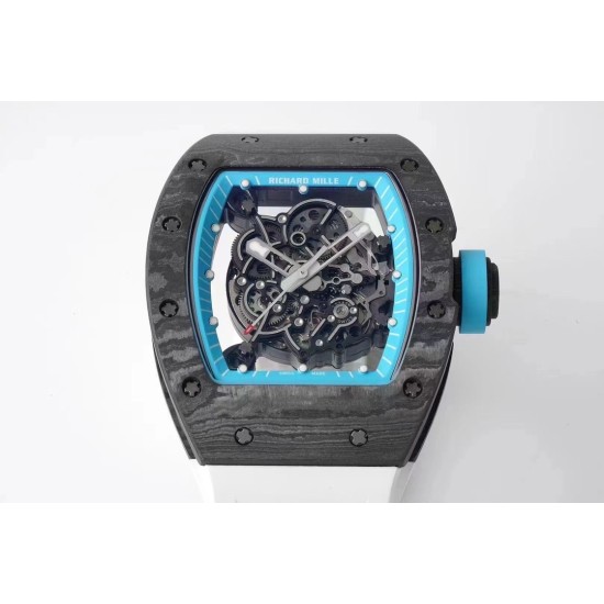 Richard Mille - RM055 NTPT/RU Blue Rehaut on White Rubber Strap ZF RMUL2 Super Clone(New Rubber Strap)
