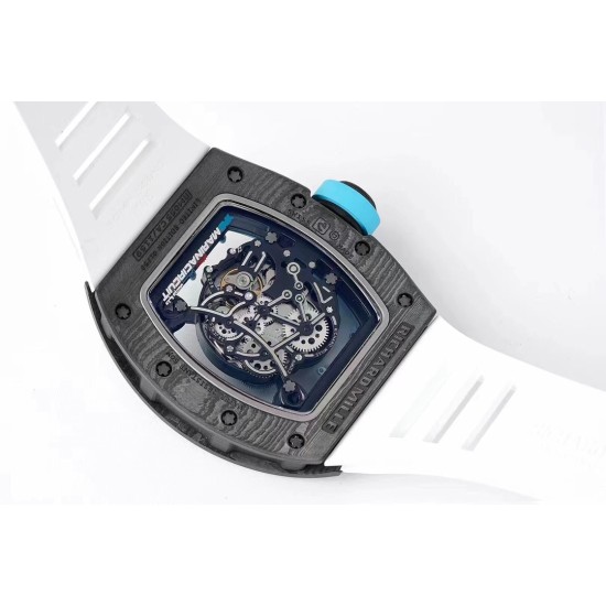 Richard Mille - RM055 NTPT/RU Blue Rehaut on White Rubber Strap ZF RMUL2 Super Clone(New Rubber Strap)