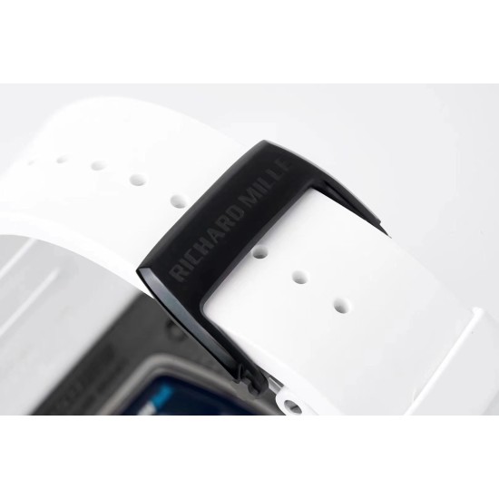 Richard Mille - RM055 NTPT/RU Blue Rehaut on White Rubber Strap ZF RMUL2 Super Clone(New Rubber Strap)