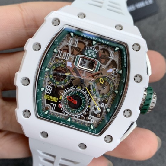Richard Mille - RM11-03 44.5mm Auto Flyback Chrono Ceramic Case Rubber Strap KVF A7750 Super Clone