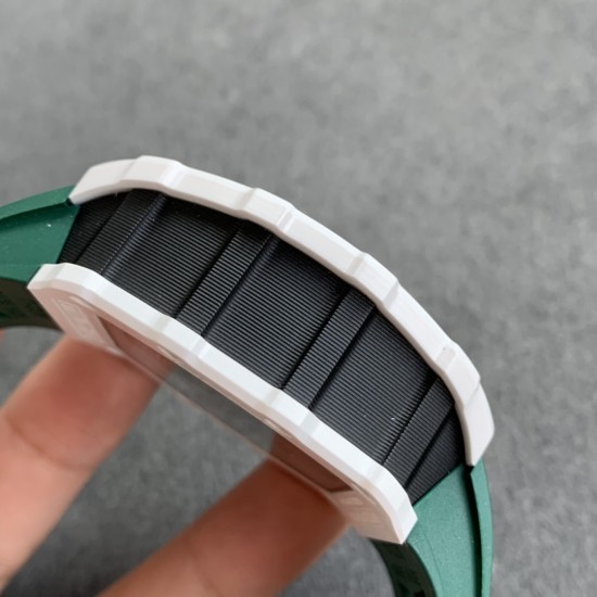 Richard Mille - RM11-03 44.5mm Auto Flyback Chrono White Ceramic Case Green Rubber Strap KVF A7750 Super Clone