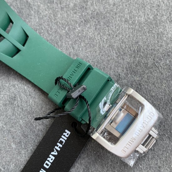 Richard Mille - RM11-03 44.5mm Auto Flyback Chrono White Ceramic Case Green Rubber Strap KVF A7750 Super Clone
