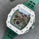 Richard Mille - RM11-03 44.5mm Auto Flyback Chrono White Ceramic Case Green Rubber Strap KVF A7750 Super Clone