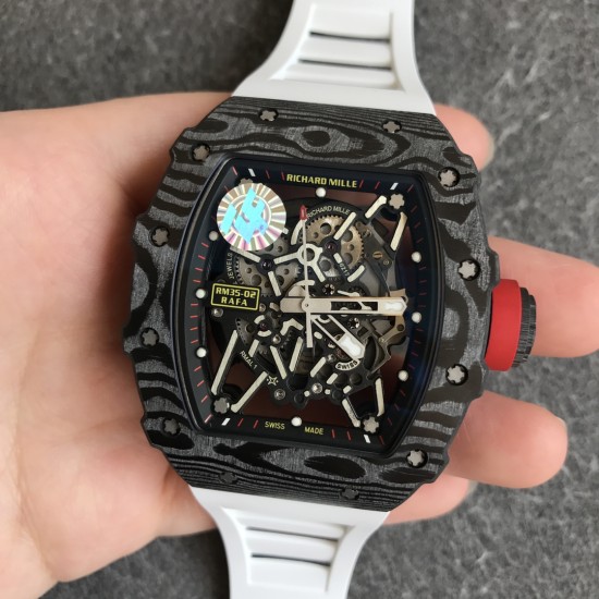 Richard Mille - RM35-02 42.7mm Carbon Case Rubber Strap Skeleton Dial ZF RMUL3 Super Clone