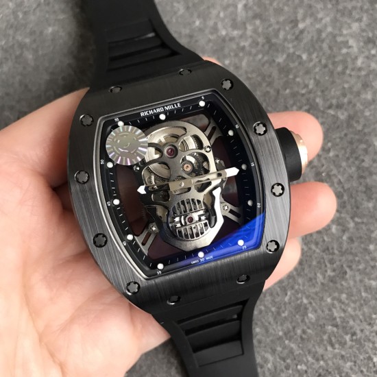 Richard Mille - RM52-01 42.7 Black Ceramic Case Black Rubber Strap Skeleton Skull Dial ZF Manual Movement