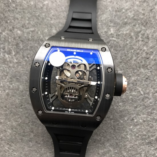 Richard Mille - RM52-01 42.7 Black Ceramic Case Black Rubber Strap Skeleton Skull Dial ZF Manual Movement