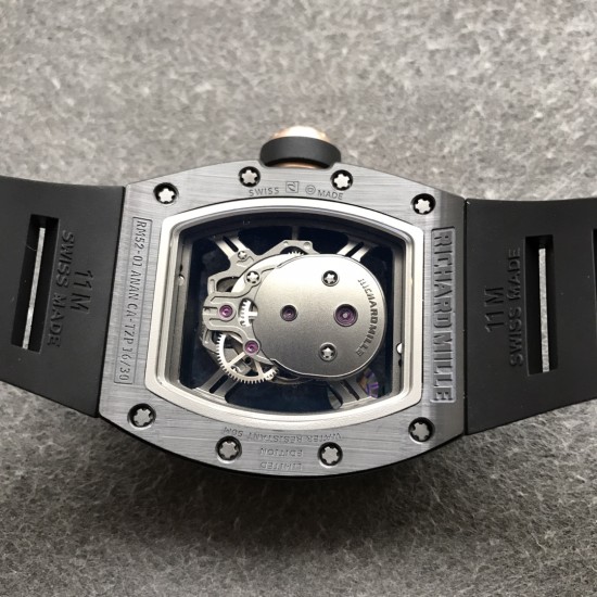 Richard Mille - RM52-01 42.7 Black Ceramic Case Black Rubber Strap Skeleton Skull Dial ZF Manual Movement
