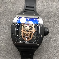 Richard Mille - RM52-01 42.7 Black Ceramic Case Black Rubber Strap Skeleton Rose Gold Skull Dial ZF Manual Movement