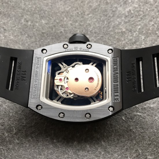 Richard Mille - RM52-01 42.7 Black Ceramic Case Black Rubber Strap Skeleton Rose Gold Skull Dial ZF Manual Movement