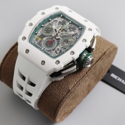 Richard Mille - RM11-03LMC 44.5mm Auto Flyback Chrono Ceramic Case Rubber Strap KVF A7750 Super Clone