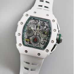 Richard Mille - RM11-03LMC 44.5mm Auto Flyback Chrono Ceramic Case Rubber Strap KVF A7750 Super Clone