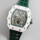 Richard Mille - RM11-03 44.5mm Auto Flyback Chrono White Ceramic Case Green Rubber Strap KVF A7750 Super Clone
