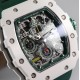 Richard Mille - RM11-03 44.5mm Auto Flyback Chrono White Ceramic Case Green Rubber Strap KVF A7750 Super Clone